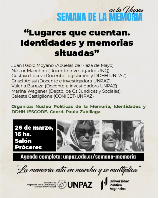 flyer Lugares que cuentan. Identidades y memorias situadas
